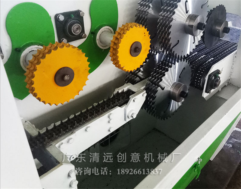 圓木多片鋸采用上下軸多鋸片，超薄鋸片出材率高達(dá)80%以上