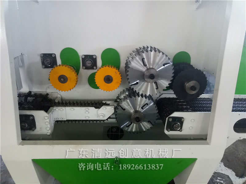圓木多片鋸內(nèi)倉，上下軸多片鋸，采用超薄鋸片，出材率高達(dá)80%以上
